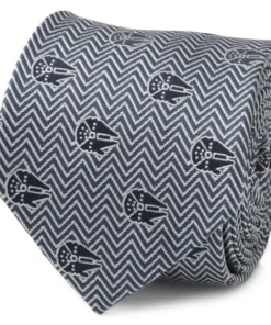 Disney Millennium Falcon Herringbone Blue Silk Tie For Adults – Star Wars