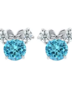 Disney Minnie Mouse Birthstone Earrings For Kids By CRISLU – Platinum