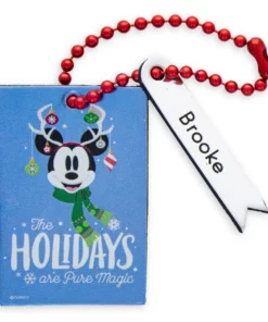 Disney Santa Mickey Mouse ''The Holidays Are Pure Magic'' Leather Luggage Tag – Personalizable
