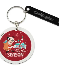 Disney Santa Mickey Mouse Circular Keychain By Leather Treaty – Personalized